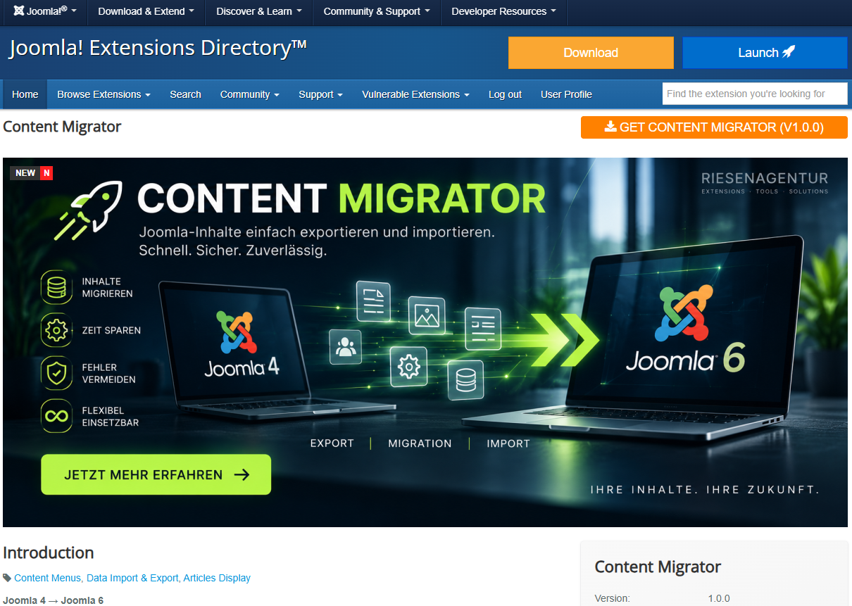 Content Migrator - We are online at  https://extensions.joomla.org/!